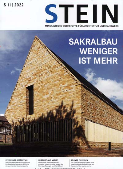 Titelbild der Ausgabe 11/2022 von Stein. Diese Zeitschrift und viele weitere Architekturzeitschriften und Bauzeitschriften als Abo oder epaper bei United Kiosk online kaufen.
