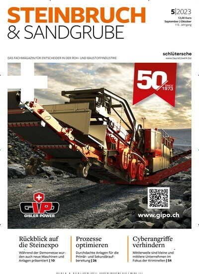 Titelbild der Ausgabe 5/2023 von Steinbruch und Sandgrube. Diese Zeitschrift und viele weitere Industriemagazine und Handwerkmagazine als Abo oder epaper bei United Kiosk online kaufen.