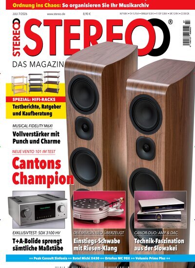 Titelbild der Ausgabe 7/2026 von Stereo. Diese Zeitschrift und viele weitere Audiomagazine, Filmmagazine und Fotozeitschriften als Abo oder epaper bei United Kiosk online kaufen.
