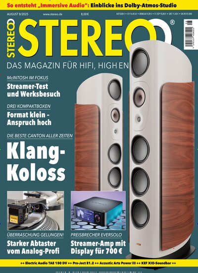 Titelbild der Ausgabe 8/2025 von Stereo. Diese Zeitschrift und viele weitere Audiomagazine, Filmmagazine und Fotozeitschriften als Abo oder epaper bei United Kiosk online kaufen.
