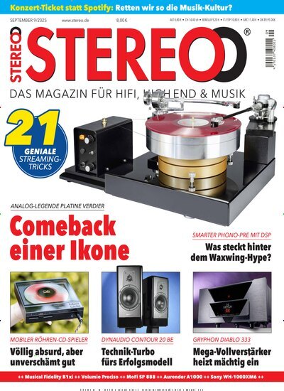 Titelbild der Ausgabe 9/2025 von Stereo. Diese Zeitschrift und viele weitere Audiomagazine, Filmmagazine und Fotozeitschriften als Abo oder epaper bei United Kiosk online kaufen.
