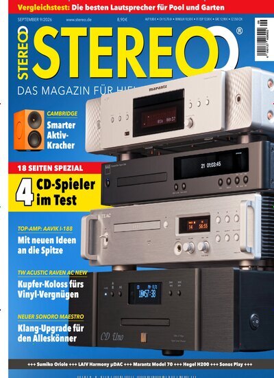 Titelbild der Ausgabe 9/2026 von Stereo. Diese Zeitschrift und viele weitere Audiomagazine, Filmmagazine und Fotozeitschriften als Abo oder epaper bei United Kiosk online kaufen.