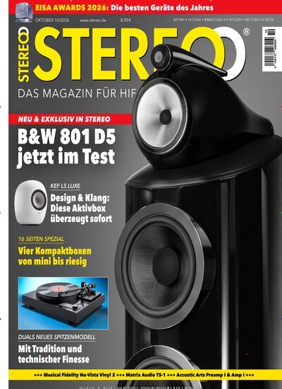 Titelbild der Ausgabe 10/2026 von Stereo. Diese Zeitschrift und viele weitere Audiomagazine, Filmmagazine und Fotozeitschriften als Abo oder epaper bei United Kiosk online kaufen.