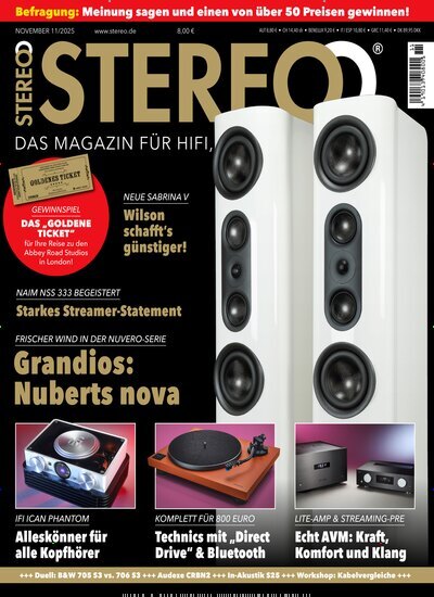 Titelbild der Ausgabe 11/2025 von Stereo. Diese Zeitschrift und viele weitere Audiomagazine, Filmmagazine und Fotozeitschriften als Abo oder epaper bei United Kiosk online kaufen.