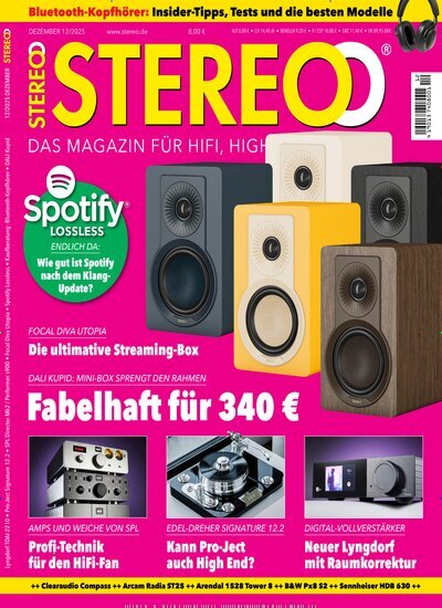 Titelbild der Ausgabe 12/2025 von Stereo. Diese Zeitschrift und viele weitere Audiomagazine, Filmmagazine und Fotozeitschriften als Abo oder epaper bei United Kiosk online kaufen.