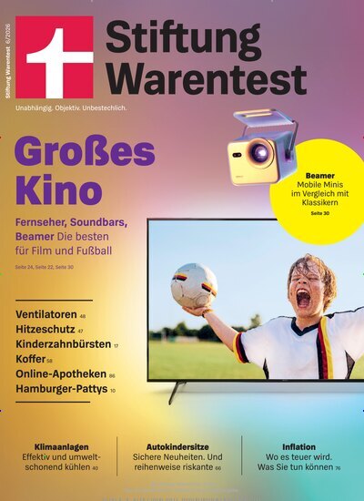 Titelbild der Ausgabe 6/2026 von Stiftung Warentest. Diese Zeitschrift und viele weitere Wirtschaftsmagazine und Politikmagazine als Abo oder epaper bei United Kiosk online kaufen.
