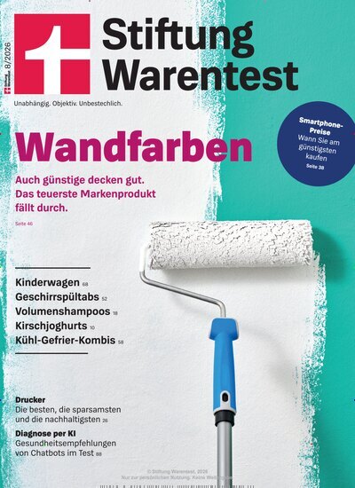 Titelbild der Ausgabe 8/2026 von Stiftung Warentest. Diese Zeitschrift und viele weitere Wirtschaftsmagazine und Politikmagazine als Abo oder epaper bei United Kiosk online kaufen.