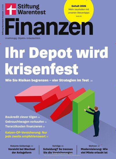 Titelbild der Ausgabe 2/2026 von Stiftung Warentest Finanzen. Diese Zeitschrift und viele weitere Wirtschaftsmagazine und Politikmagazine als Abo oder epaper bei United Kiosk online kaufen.