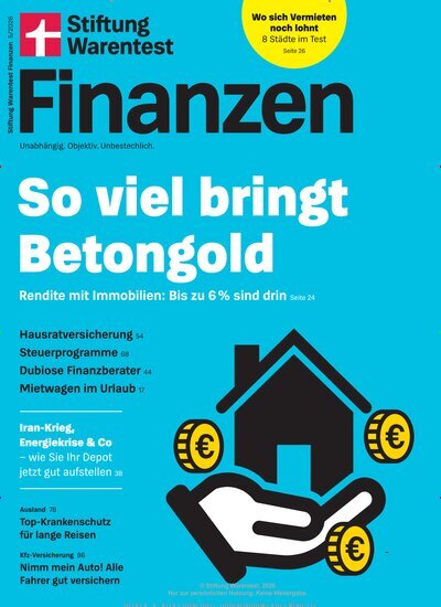 Titelbild der Ausgabe 5/2026 von Stiftung Warentest Finanzen. Diese Zeitschrift und viele weitere Wirtschaftsmagazine und Politikmagazine als Abo oder epaper bei United Kiosk online kaufen.