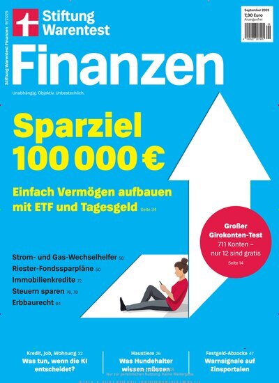 Titelbild der Ausgabe 9/2025 von Stiftung Warentest Finanzen. Diese Zeitschrift und viele weitere Wirtschaftsmagazine und Politikmagazine als Abo oder epaper bei United Kiosk online kaufen.