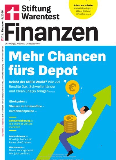 Titelbild der Ausgabe 9/2026 von Stiftung Warentest Finanzen. Diese Zeitschrift und viele weitere Wirtschaftsmagazine und Politikmagazine als Abo oder epaper bei United Kiosk online kaufen.