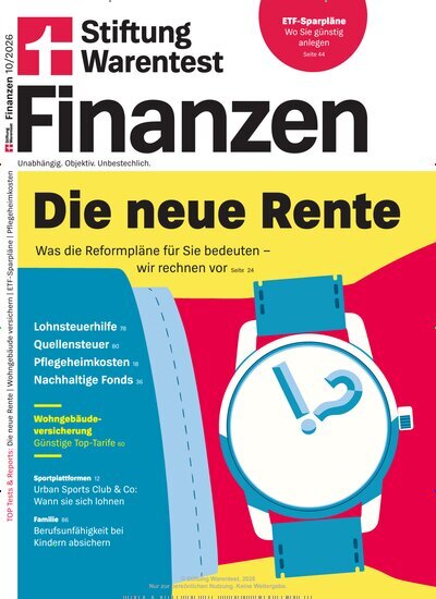 Titelbild der Ausgabe 10/2026 von Stiftung Warentest Finanzen. Diese Zeitschrift und viele weitere Wirtschaftsmagazine und Politikmagazine als Abo oder epaper bei United Kiosk online kaufen.
