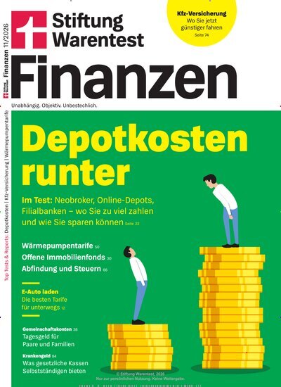 Titelbild der Ausgabe 11/2026 von Stiftung Warentest Finanzen. Diese Zeitschrift und viele weitere Wirtschaftsmagazine und Politikmagazine als Abo oder epaper bei United Kiosk online kaufen.
