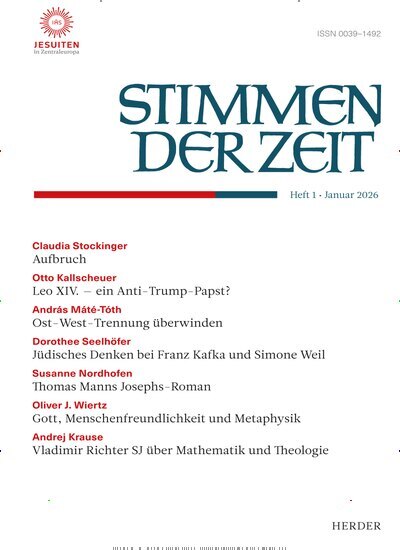 Titelbild der Ausgabe 1/2026 von Stimmen der Zeit. Diese Zeitschrift und viele weitere Kunstmagazine und Kulturmagazine als Abo oder epaper bei United Kiosk online kaufen.