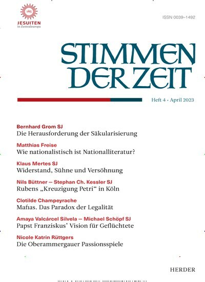 Titelbild der Ausgabe 4/2023 von Stimmen der Zeit. Diese Zeitschrift und viele weitere Kunstmagazine und Kulturmagazine als Abo oder epaper bei United Kiosk online kaufen.