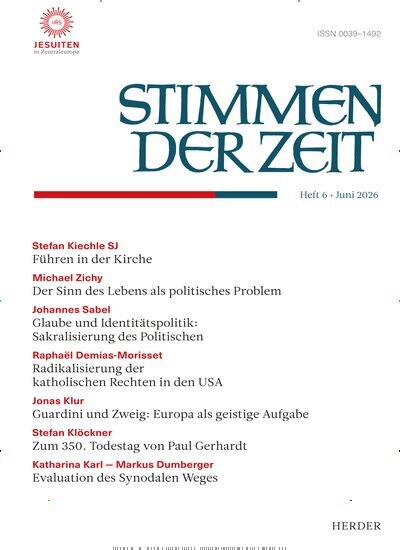 Titelbild der Ausgabe 6/2026 von Stimmen der Zeit. Diese Zeitschrift und viele weitere Kunstmagazine und Kulturmagazine als Abo oder epaper bei United Kiosk online kaufen.