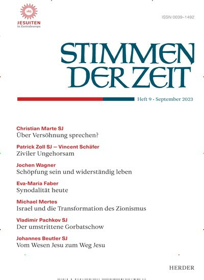 Titelbild der Ausgabe 9/2023 von Stimmen der Zeit. Diese Zeitschrift und viele weitere Kunstmagazine und Kulturmagazine als Abo oder epaper bei United Kiosk online kaufen.