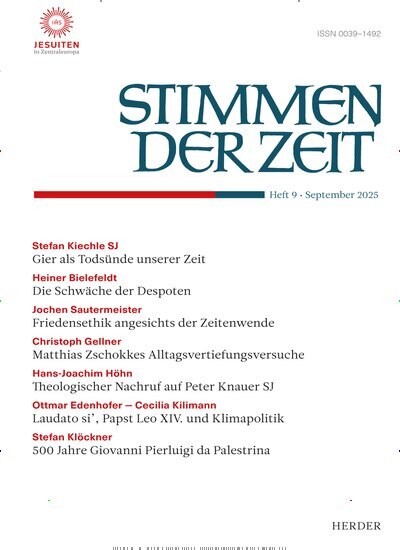 Titelbild der Ausgabe 9/2025 von Stimmen der Zeit. Diese Zeitschrift und viele weitere Kunstmagazine und Kulturmagazine als Abo oder epaper bei United Kiosk online kaufen.