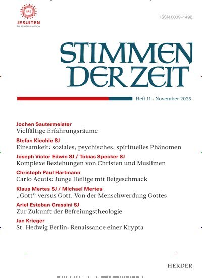 Titelbild der Ausgabe 11/2025 von Stimmen der Zeit. Diese Zeitschrift und viele weitere Kunstmagazine und Kulturmagazine als Abo oder epaper bei United Kiosk online kaufen.