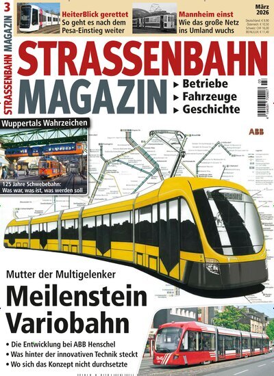 Titelbild der Ausgabe 3/2026 von Strassenbahn Magazin. Diese Zeitschrift und viele weitere Reisemagazine, Freizeitmagazine und Wissensmagazine als Abo oder epaper bei United Kiosk online kaufen.