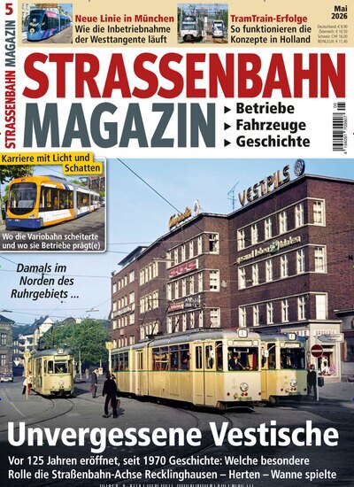 Titelbild der Ausgabe 5/2026 von Strassenbahn Magazin. Diese Zeitschrift und viele weitere Reisemagazine, Freizeitmagazine und Wissensmagazine als Abo oder epaper bei United Kiosk online kaufen.