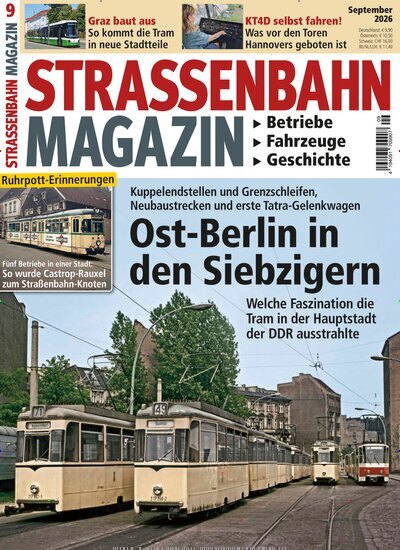 Titelbild der Ausgabe 9/2026 von Strassenbahn Magazin. Diese Zeitschrift und viele weitere Reisemagazine, Freizeitmagazine und Wissensmagazine als Abo oder epaper bei United Kiosk online kaufen.