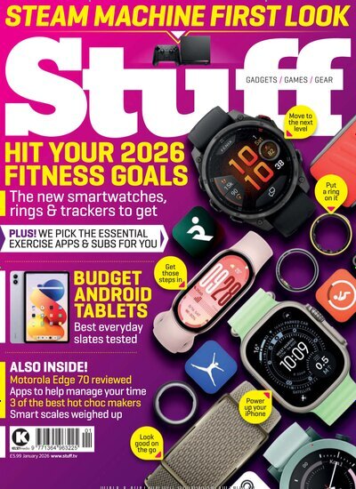 Titelbild der Ausgabe 1/2026 von Stuff. Diese Zeitschrift und viele weitere Computerzeitschriften, Tabletmagazine und Smartphonemagazine als Abo oder epaper bei United Kiosk online kaufen.