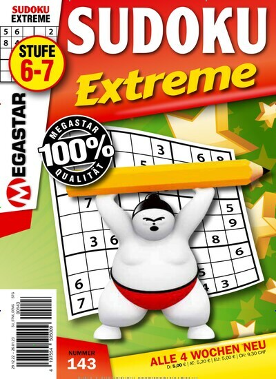Titelbild der Ausgabe 143/2022 von Sudoku Extreme. Diese Zeitschrift und viele weitere Groschenromane und Rätselhefte als Abo oder epaper bei United Kiosk online kaufen.