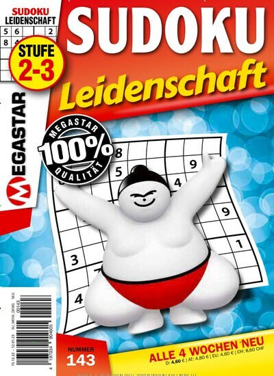 Titelbild der Ausgabe 143/2022 von Sudoku Leidenschaft. Diese Zeitschrift und viele weitere Groschenromane und Rätselhefte als Abo oder epaper bei United Kiosk online kaufen.