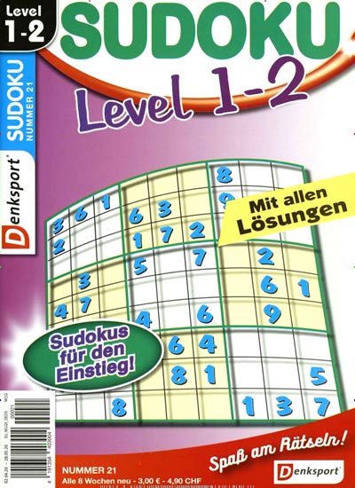 Titelbild der Ausgabe 21/2020 von Sudoku Level 1-2. Diese Zeitschrift und viele weitere Groschenromane und Rätselhefte als Abo oder epaper bei United Kiosk online kaufen.