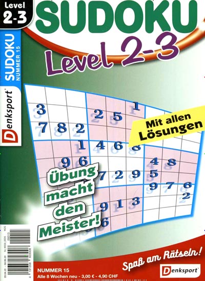 Titelbild der Ausgabe 15/2020 von Sudoku Level 2-3. Diese Zeitschrift und viele weitere Groschenromane und Rätselhefte als Abo oder epaper bei United Kiosk online kaufen.