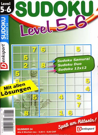 Titelbild der Ausgabe 34/2020 von Sudoku Level 5-6. Diese Zeitschrift und viele weitere Groschenromane und Rätselhefte als Abo oder epaper bei United Kiosk online kaufen.