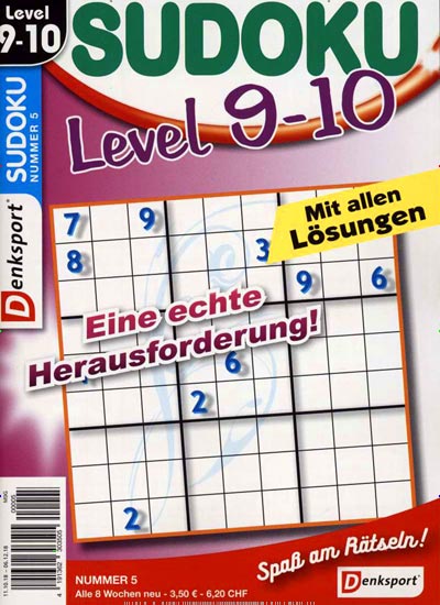 Titelbild der Ausgabe 5/2018 von Sudoku Level 9-11. Diese Zeitschrift und viele weitere Groschenromane und Rätselhefte als Abo oder epaper bei United Kiosk online kaufen.