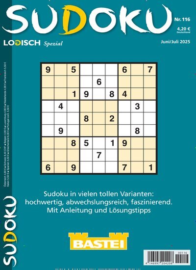 Titelbild der Ausgabe 116/2025 von Sudoku Logisch Spezial. Diese Zeitschrift und viele weitere Groschenromane und Rätselhefte als Abo oder epaper bei United Kiosk online kaufen.