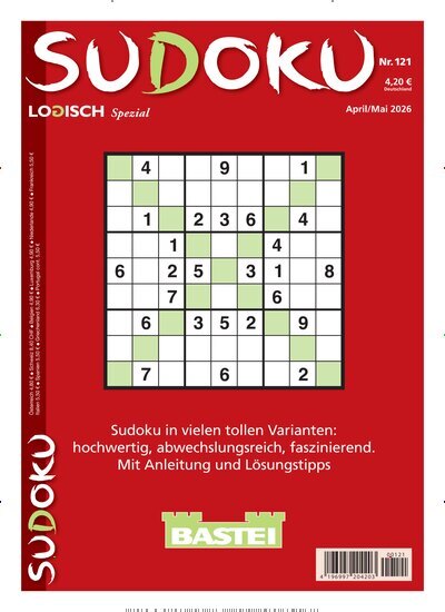 Titelbild der Ausgabe 121/2026 von Sudoku Logisch Spezial. Diese Zeitschrift und viele weitere Groschenromane und Rätselhefte als Abo oder epaper bei United Kiosk online kaufen.