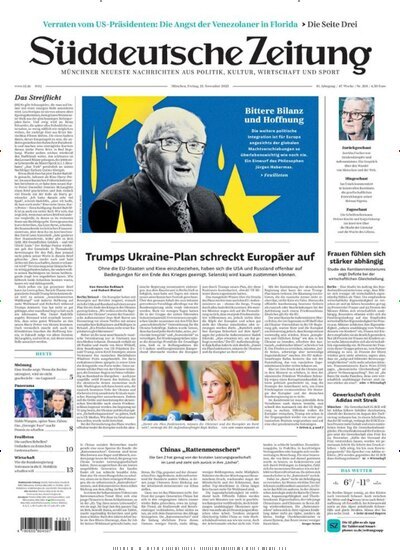 Titelbild der Ausgabe 269/2025 von Süddeutsche Zeitung (außerhalb Bayern). Diese Zeitschrift und viele weitere Zeitungsabos als Abo oder epaper bei United Kiosk online kaufen.