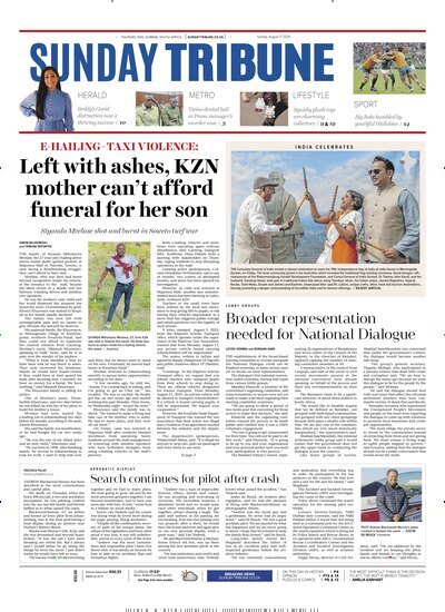 Titelbild der Ausgabe 33/2025 von Sunday Tribune. Diese Zeitschrift und viele weitere Zeitungsabos als Abo oder epaper bei United Kiosk online kaufen.