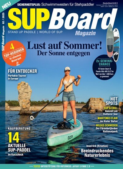 Titelbild der Ausgabe 2/2025 von SUP Board Magazin. Diese Zeitschrift und viele weitere Sportmagazine als Abo oder epaper bei United Kiosk online kaufen.