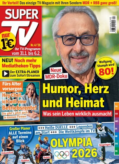 Titelbild der Ausgabe 4/2026 von Super TV. Diese Zeitschrift und viele weitere Programmzeitschriften als Abo oder epaper bei United Kiosk online kaufen.