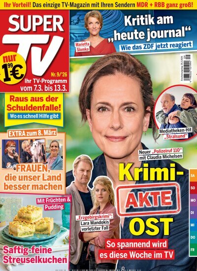 Titelbild der Ausgabe 9/2026 von Super TV. Diese Zeitschrift und viele weitere Programmzeitschriften als Abo oder epaper bei United Kiosk online kaufen.