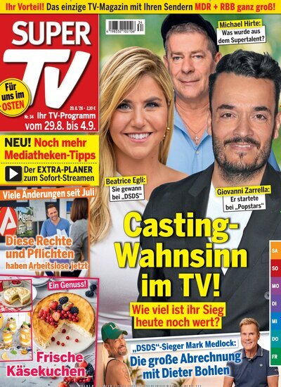 Titelbild der Ausgabe 34/2026 von Super TV. Diese Zeitschrift und viele weitere Programmzeitschriften als Abo oder epaper bei United Kiosk online kaufen.