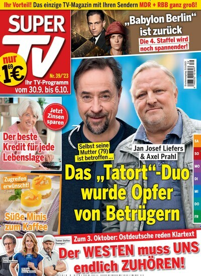 Titelbild der Ausgabe 39/2023 von Super TV. Diese Zeitschrift und viele weitere Programmzeitschriften als Abo oder epaper bei United Kiosk online kaufen.