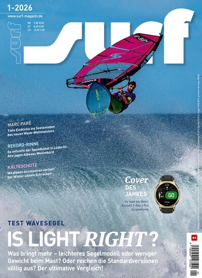 Titelbild der Ausgabe 1/2026 von surf. Diese Zeitschrift und viele weitere Sportmagazine als Abo oder epaper bei United Kiosk online kaufen.