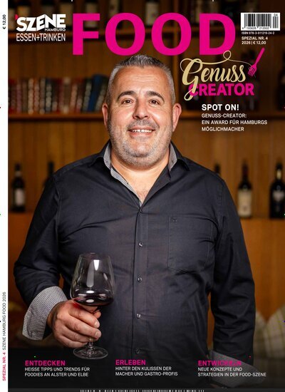 Titelbild der Ausgabe 4/2026 von Szene Hamburg Essen + Trinken Food. Diese Zeitschrift und viele weitere Reisemagazine, Freizeitmagazine und Wissensmagazine als Abo oder epaper bei United Kiosk online kaufen.