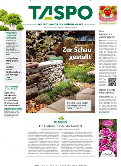 Titelbild der Ausgabe 15/2024 von TASPO. Diese Zeitschrift und viele weitere Naturzeitschriften, Landwirtschaftszeitungen und Umweltmagazine als Abo oder epaper bei United Kiosk online kaufen.