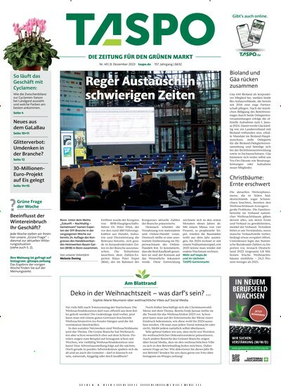 Titelbild der Ausgabe 49/2023 von TASPO. Diese Zeitschrift und viele weitere Naturzeitschriften, Landwirtschaftszeitungen und Umweltmagazine als Abo oder epaper bei United Kiosk online kaufen.