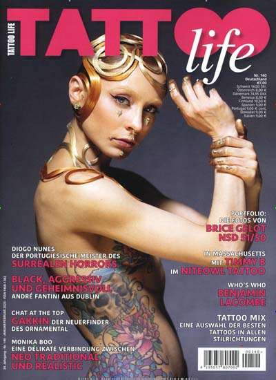 Titelbild der Ausgabe 140/2022 von Tattoo Life. Diese Zeitschrift und viele weitere Reisemagazine, Freizeitmagazine und Wissensmagazine als Abo oder epaper bei United Kiosk online kaufen.