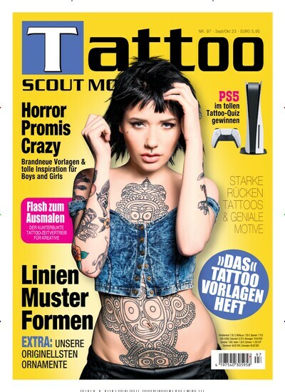 Titelbild der Ausgabe 97/2023 von Tattoo Scout. Diese Zeitschrift und viele weitere Reisemagazine, Freizeitmagazine und Wissensmagazine als Abo oder epaper bei United Kiosk online kaufen.