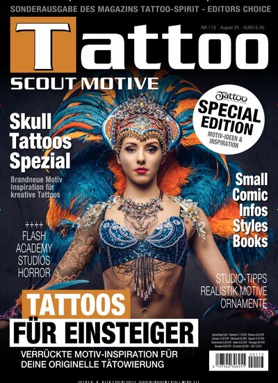 Titelbild der Ausgabe 113/2025 von Tattoo Scout. Diese Zeitschrift und viele weitere Reisemagazine, Freizeitmagazine und Wissensmagazine als Abo oder epaper bei United Kiosk online kaufen.
