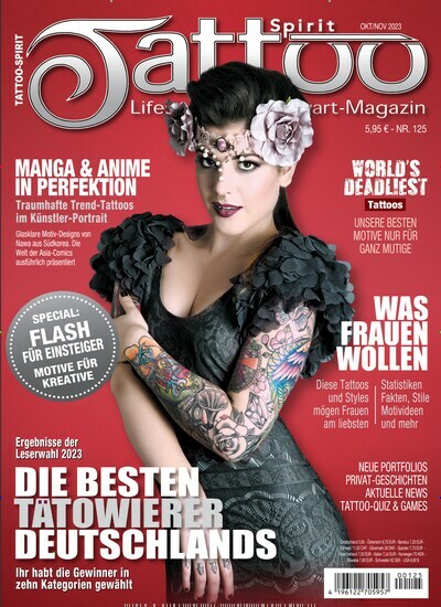 Titelbild der Ausgabe 125/2023 von Tattoo Spirit. Diese Zeitschrift und viele weitere Reisemagazine, Freizeitmagazine und Wissensmagazine als Abo oder epaper bei United Kiosk online kaufen.